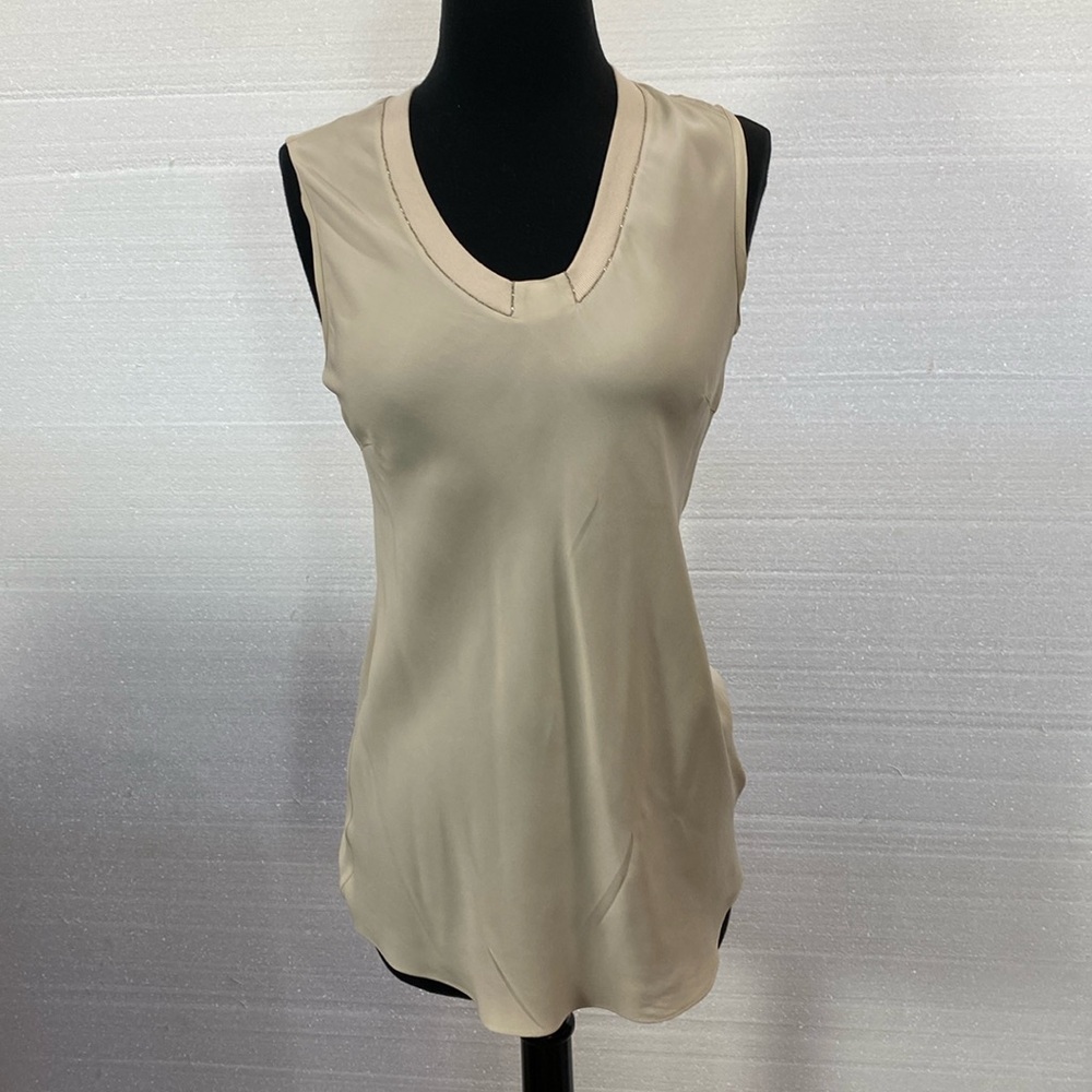 Brunello Cucinelli silk sleeves top with monili embellishment size S